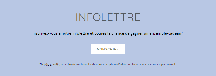 exemple d'invitation à s'inscrire à l'infolettre, avec une offre pour les utilisateurs